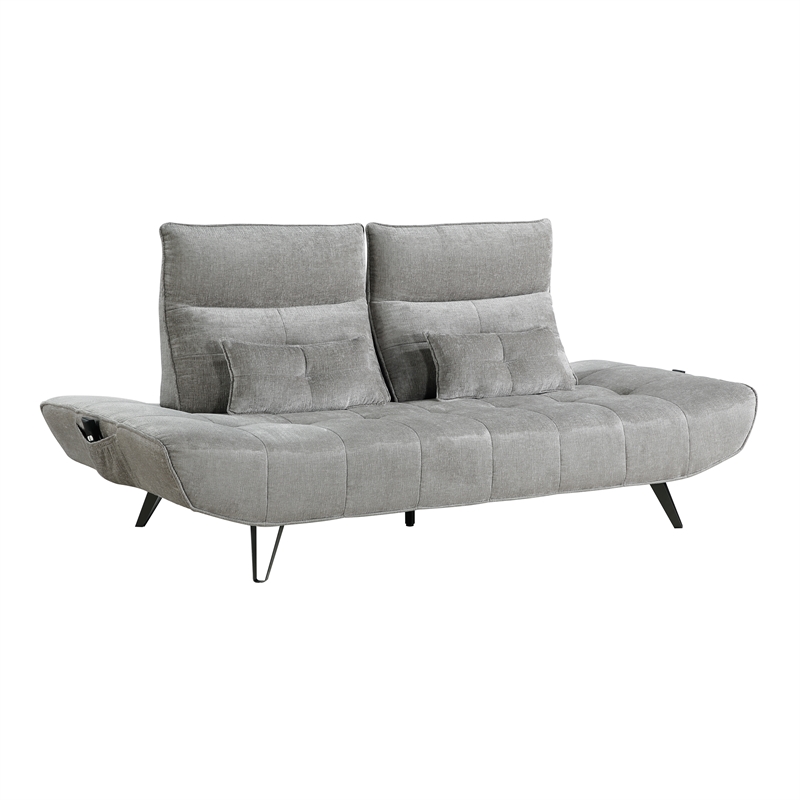 Lexicon Quonsett Chenille Sofa with Adjustable Seat Depth and Headrests in Gray