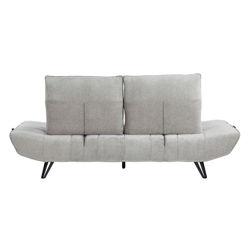 Lexicon Quonsett Chenille Sofa with Adjustable SeatDepth and Headrests LightGray