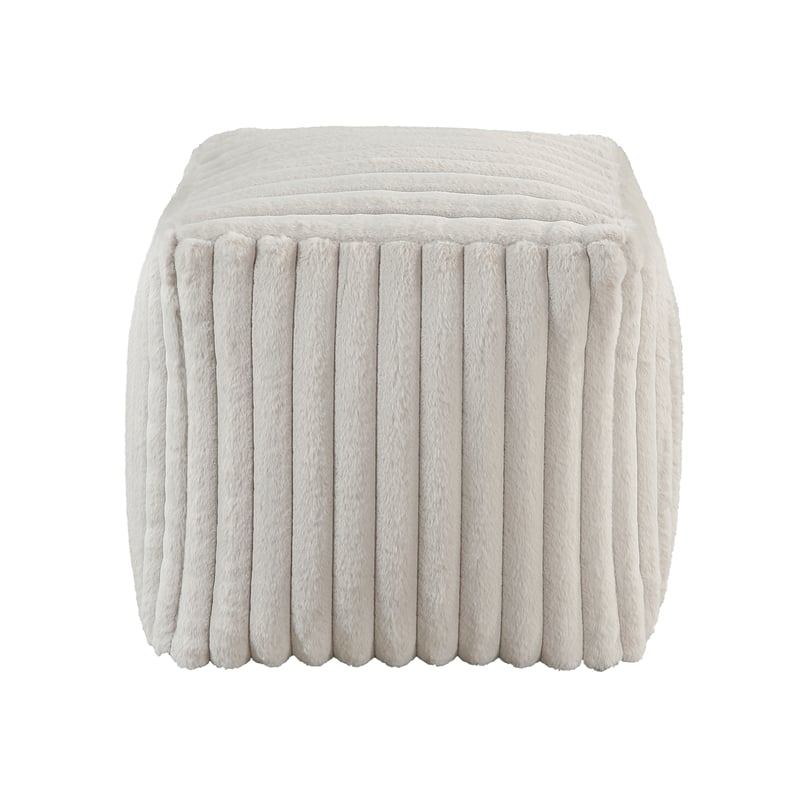 Lexicon Simpsonville Corduroy Fabric Upholstery Pouf in Off White