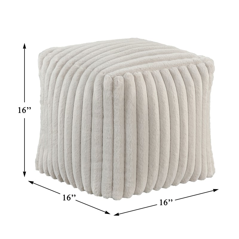 Lexicon Simpsonville Corduroy Fabric Upholstery Pouf in Off White
