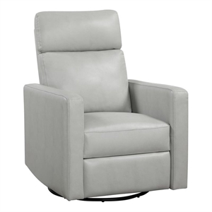 lexicon michelle faux leather swivel glider reclining chair in smoke