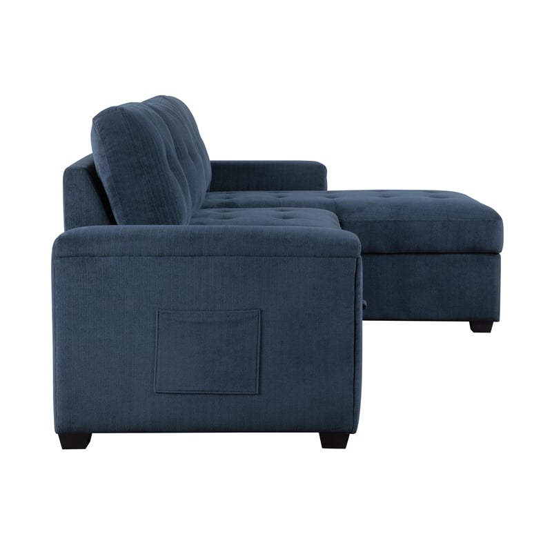 Lexicon Barbara Textured Reversible Sectional with Hidden Storage in Blue