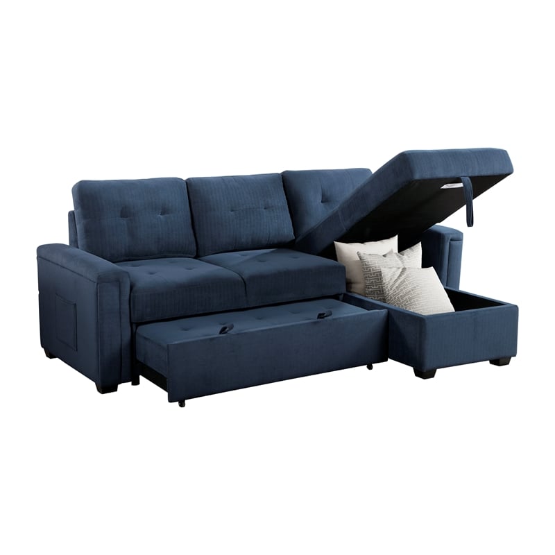 Lexicon Barbara Textured Reversible Sectional with Hidden Storage in Blue