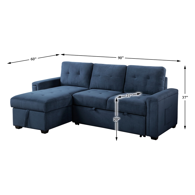 Lexicon Barbara Textured Reversible Sectional with Hidden Storage in Blue