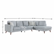 Lexicon Broadway Chenille 2-Piece Sectional with Right Chaise in Blue-gray