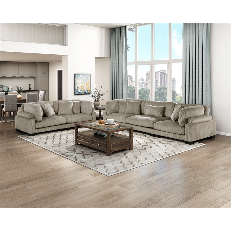 Lexicon Traverse Corduroy Fabric Upholstered Love Seat in Taupe