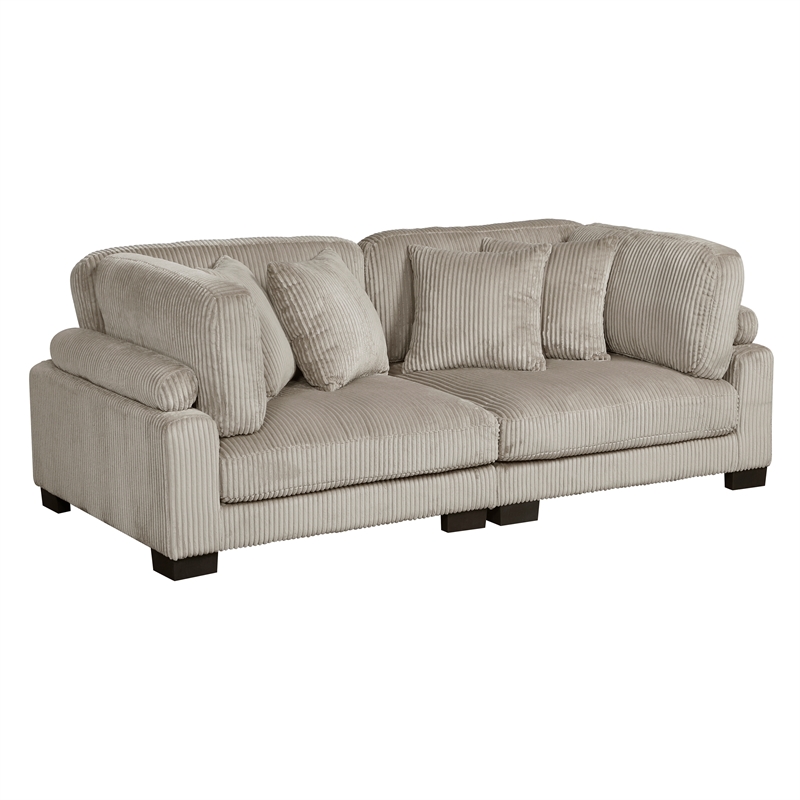 Lexicon Traverse Corduroy Fabric Upholstered Love Seat in Taupe