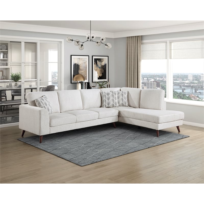 Lexicon Broadway Chenille 2-Piece Sectional with Right Chaise in Silver cloud