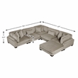 Lexicon Traverse Corduroy 6-Piece Modular Sectional with Ottoman in Taupe