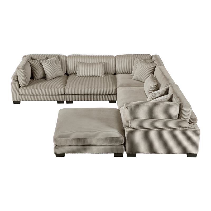 Lexicon Traverse Corduroy 6-Piece Modular Sectional with Ottoman in Taupe