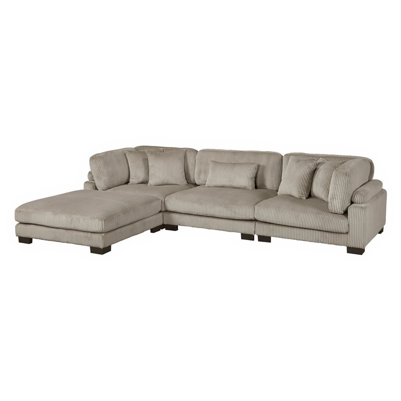 Lexicon Traverse Corduroy 4-Piece Modular Sectional with Ottoman in Taupe