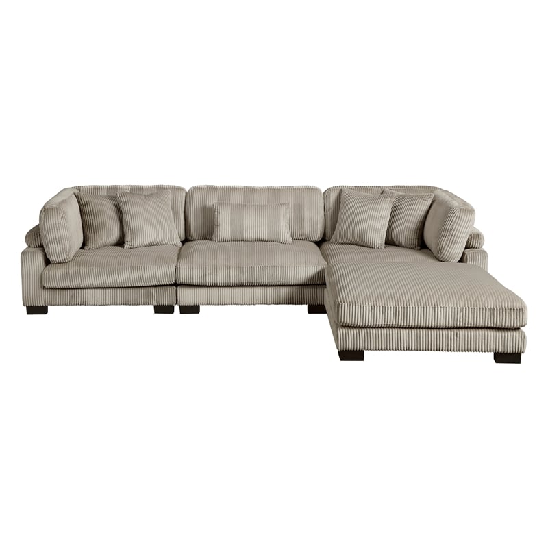 Lexicon Traverse Corduroy 4-Piece Modular Sectional with Ottoman in Taupe