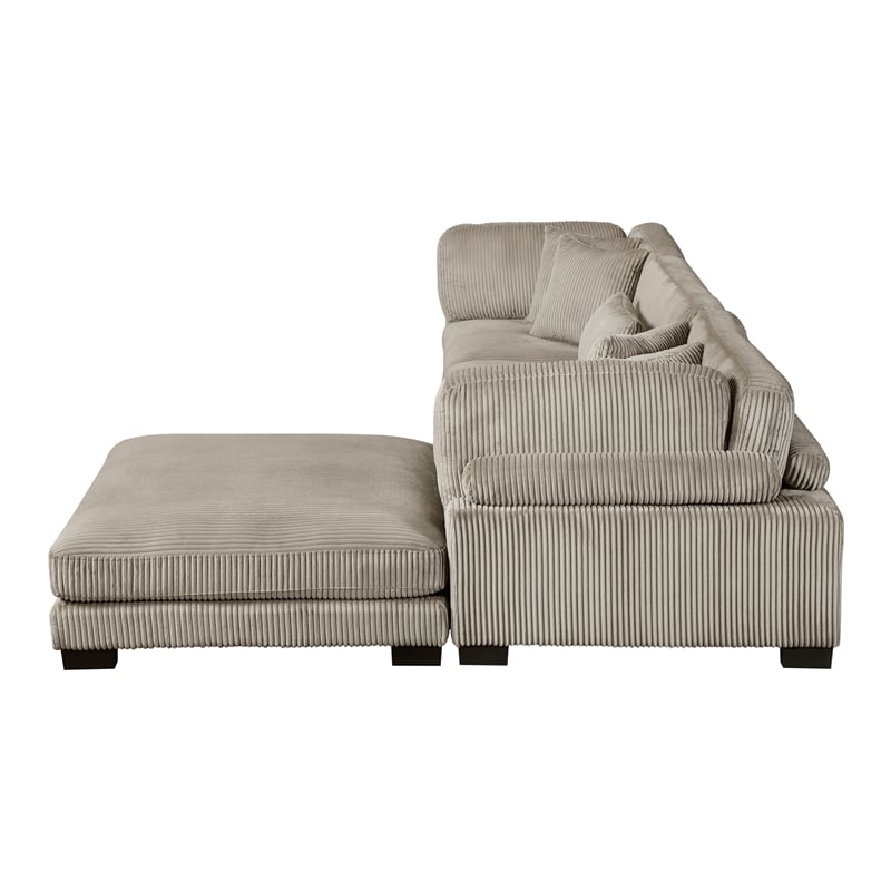 Lexicon Traverse Corduroy 4-Piece Modular Sectional with Ottoman in Taupe
