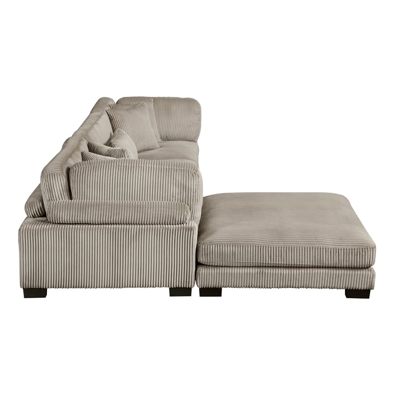 Lexicon Traverse Corduroy 4-Piece Modular Sectional with Ottoman in Taupe