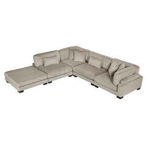 Lexicon Traverse Corduroy 5-Piece Modular Sectional with Ottoman in Taupe