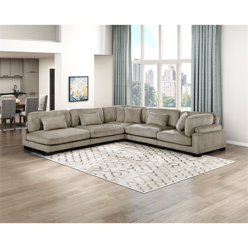 Lexicon Traverse Corduroy 5-Piece Modular Sectional in Taupe