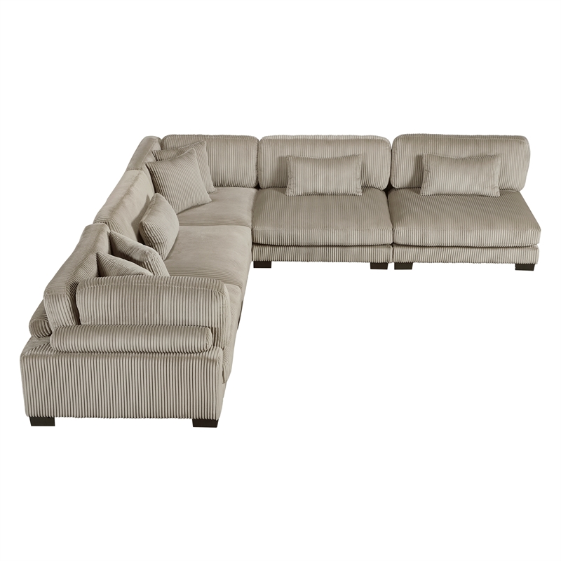 Lexicon Traverse Corduroy 5-Piece Modular Sectional in Taupe