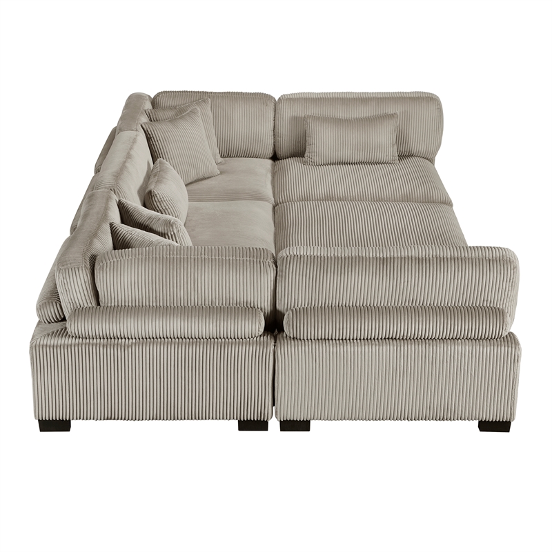 Lexicon Traverse Corduroy 6-Piece Modular Sectional with Ottoman in Taupe