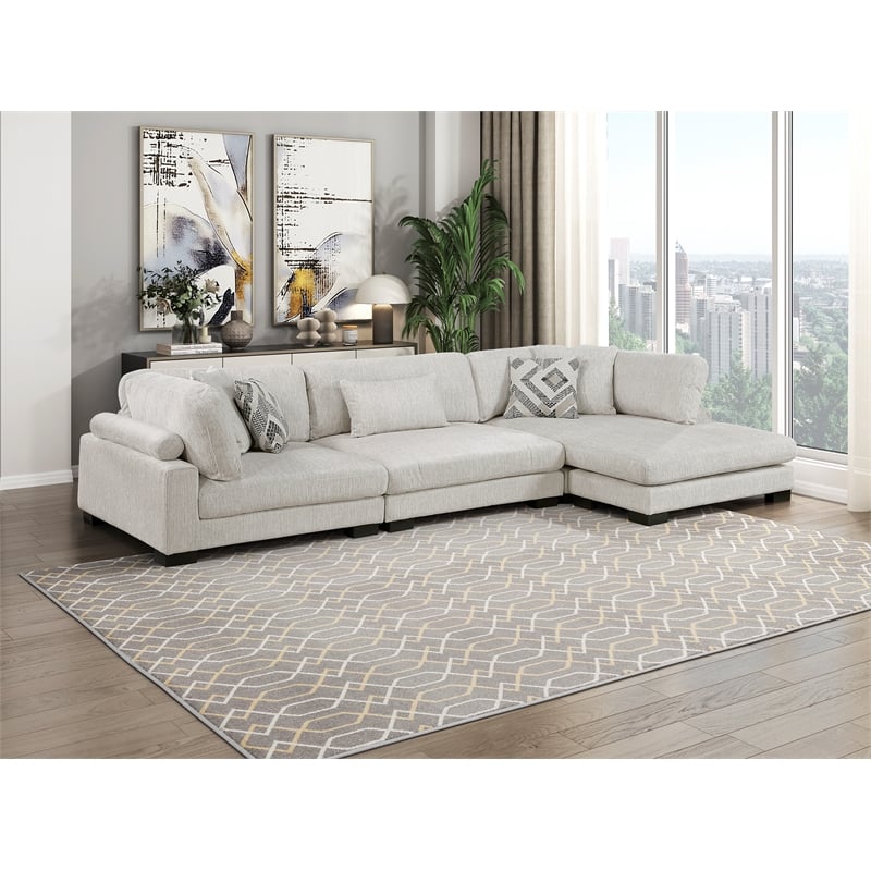 Lexicon Corydon Microfiber 3-Piece Modular Sectional with Chaise in Beige
