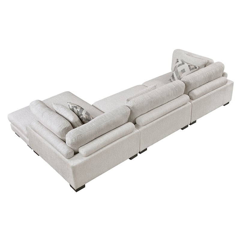 Lexicon Corydon Microfiber 3-Piece Modular Sectional with Chaise in Beige