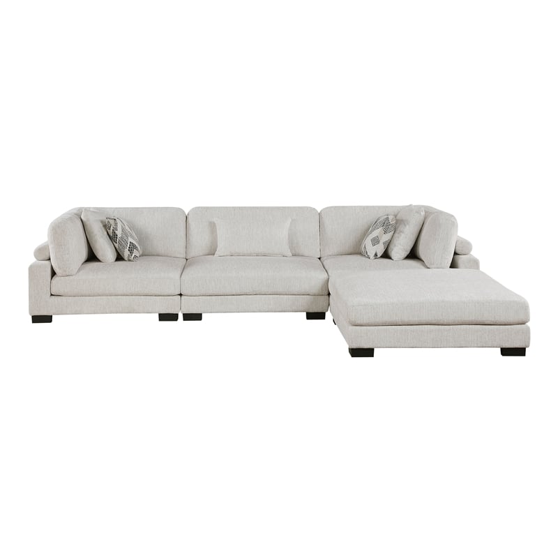 Lexicon Corydon Microfiber 4-Piece Modular Sectional with Ottoman in Beige