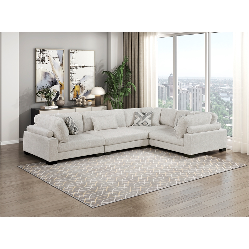 Lexicon Corydon Microfiber 4-Piece Modular Sectional in Beige