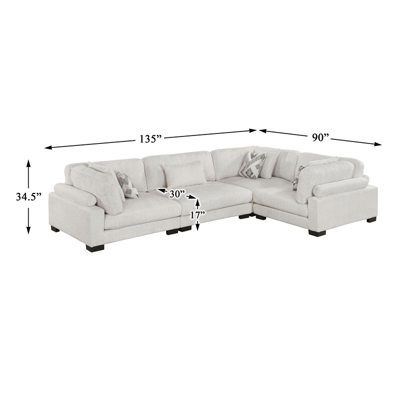 Lexicon Corydon Microfiber 4-Piece Modular Sectional in Beige