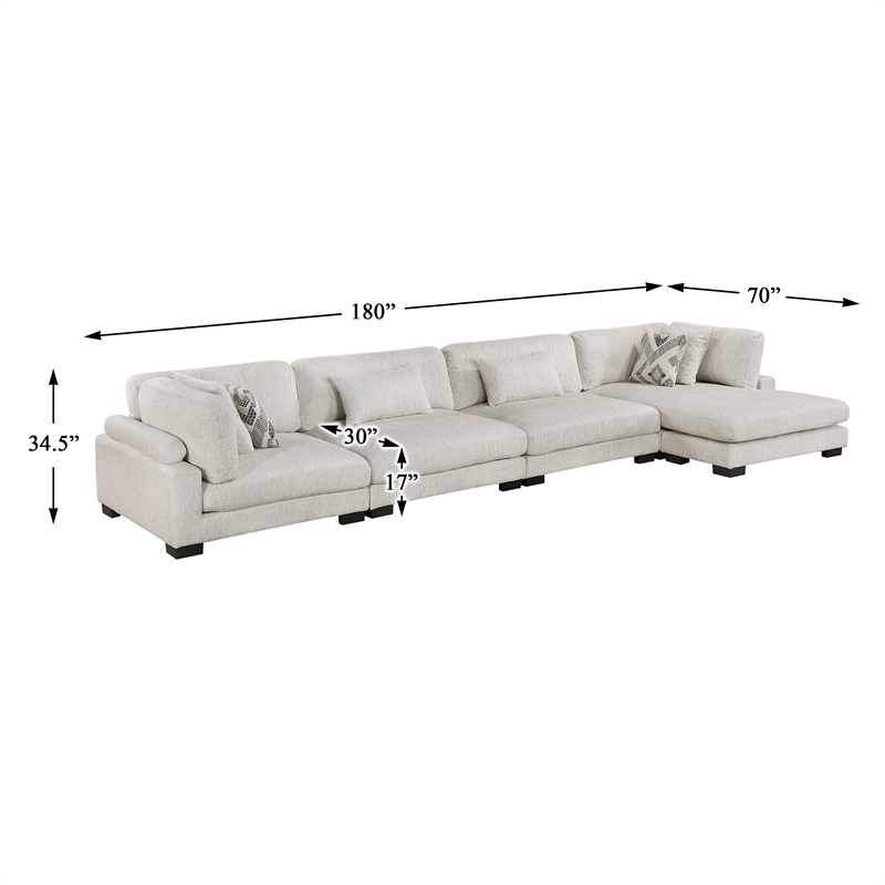 Lexicon Corydon Microfiber 4-Piece Modular Sectional with Chaise in Beige