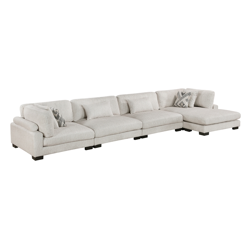 Lexicon Corydon Microfiber 4-Piece Modular Sectional with Chaise in Beige