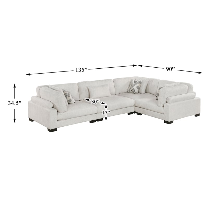 Lexicon Corydon Microfiber 5-Piece Modular Sectional with Ottoman in Beige