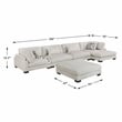 Lexicon Corydon Microfiber 5-Piece Modular Sectional w Chaise and Ottmn in Beige