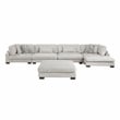 Lexicon Corydon Microfiber 5-Piece Modular Sectional w Chaise and Ottmn in Beige