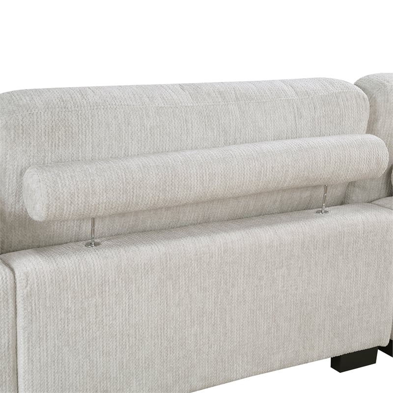 Lexicon Corydon Microfiber 5-Piece Modular Sectional w Chaise and Ottmn in Beige