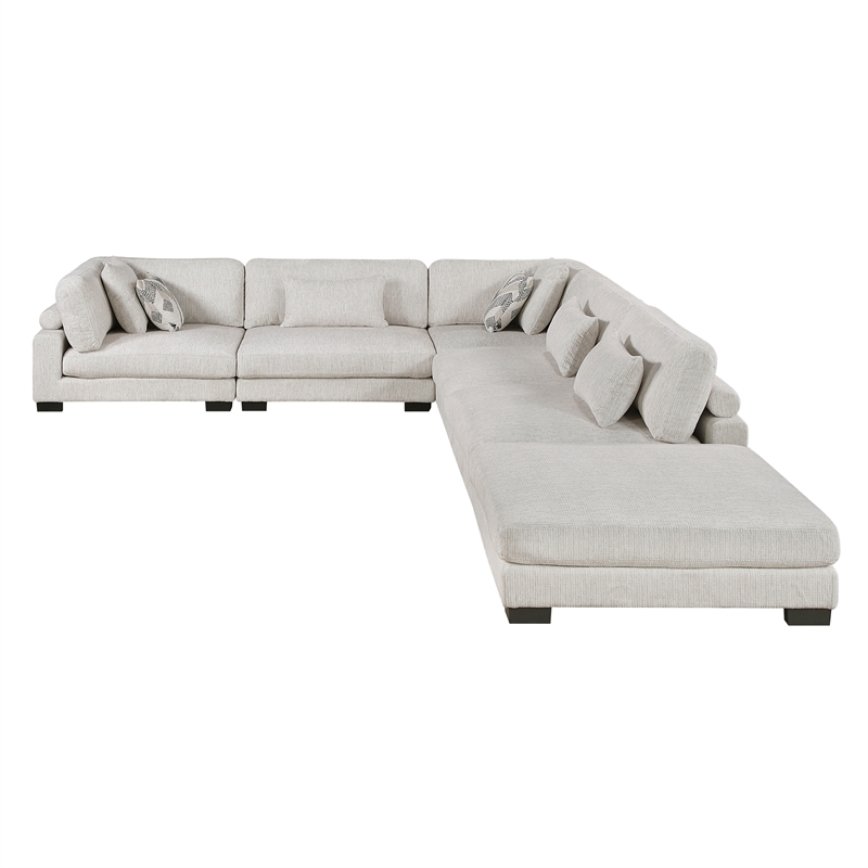 Lexicon Corydon Microfiber 6-Piece Modular Sectional with Ottoman in Beige