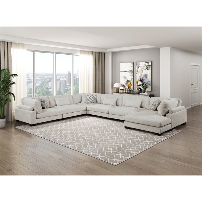 Lexicon Corydon Microfiber 6-Piece Modular Sectional with Chaise in Beige