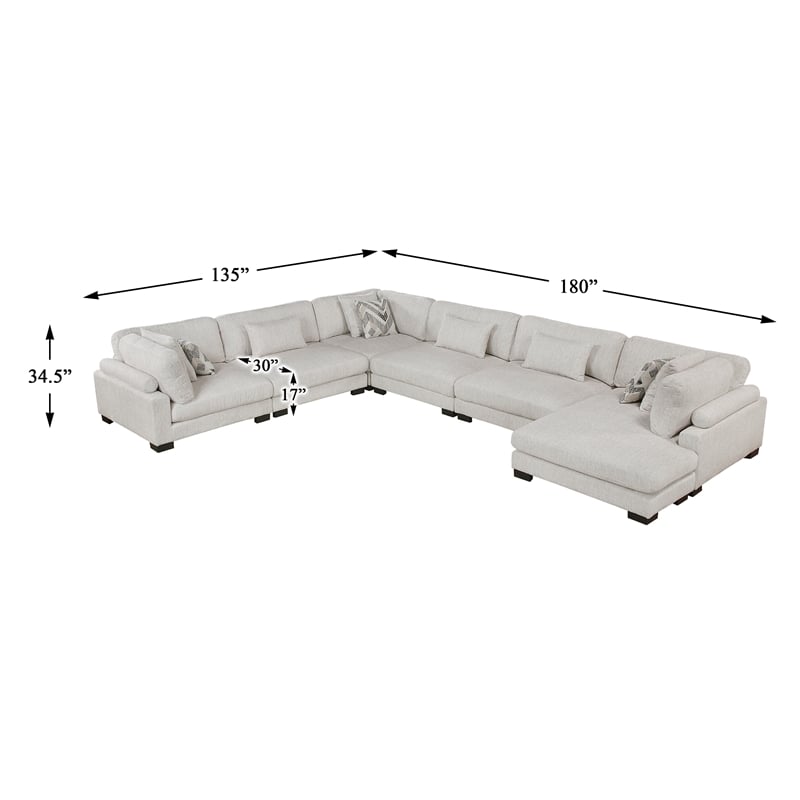 Lexicon Corydon Microfiber 6-Piece Modular Sectional with Chaise in Beige