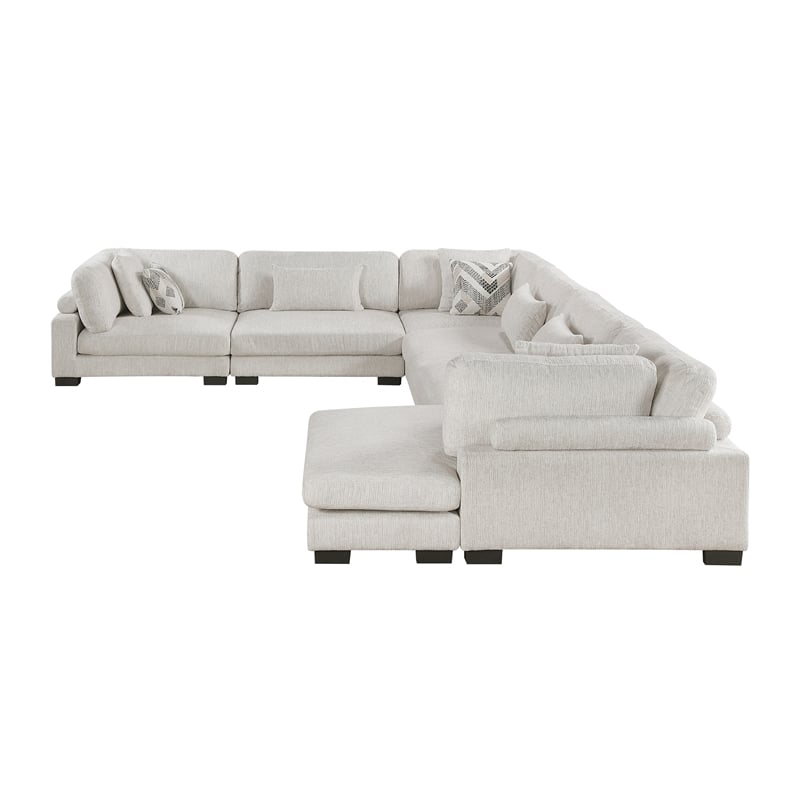 Lexicon Corydon Microfiber 6-Piece Modular Sectional with Chaise in Beige