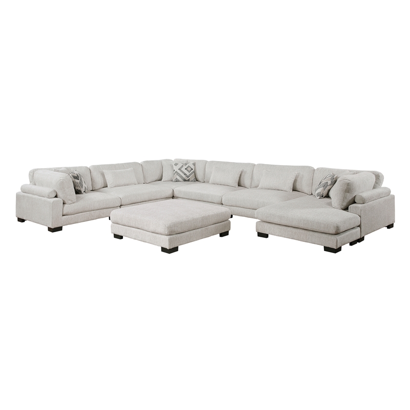 Lexicon Corydon Microfiber 7-Piece Modular Sectional with Ottoman in Beige