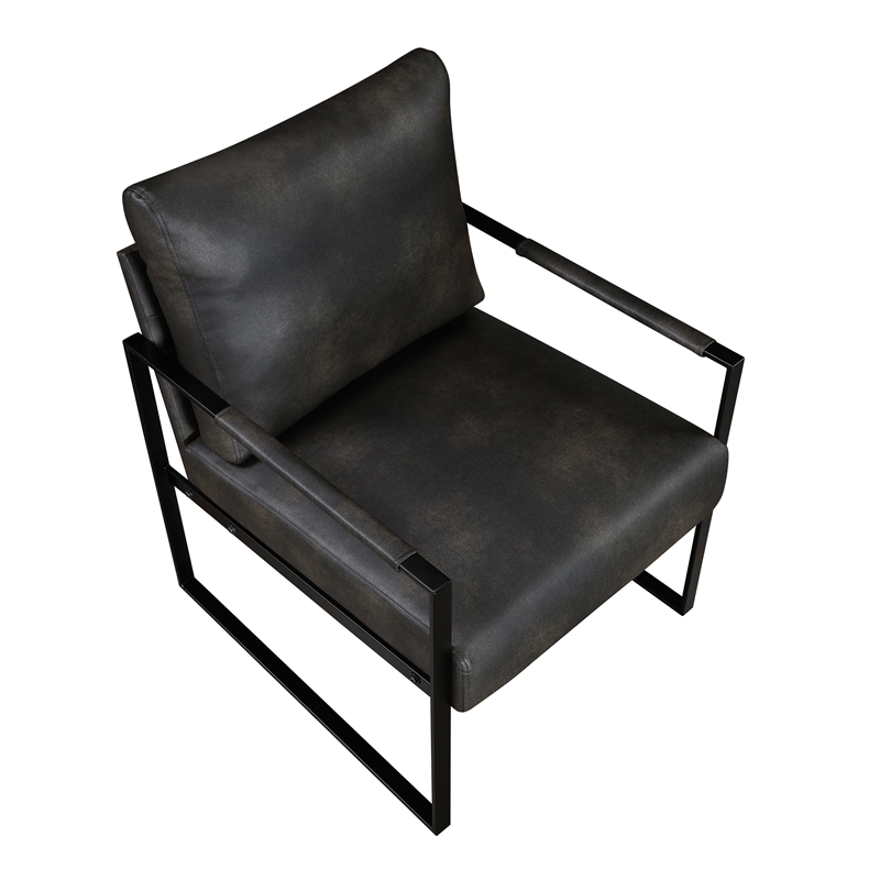 Lexicon Brynda Faux leather Accent Chair in Dark gray