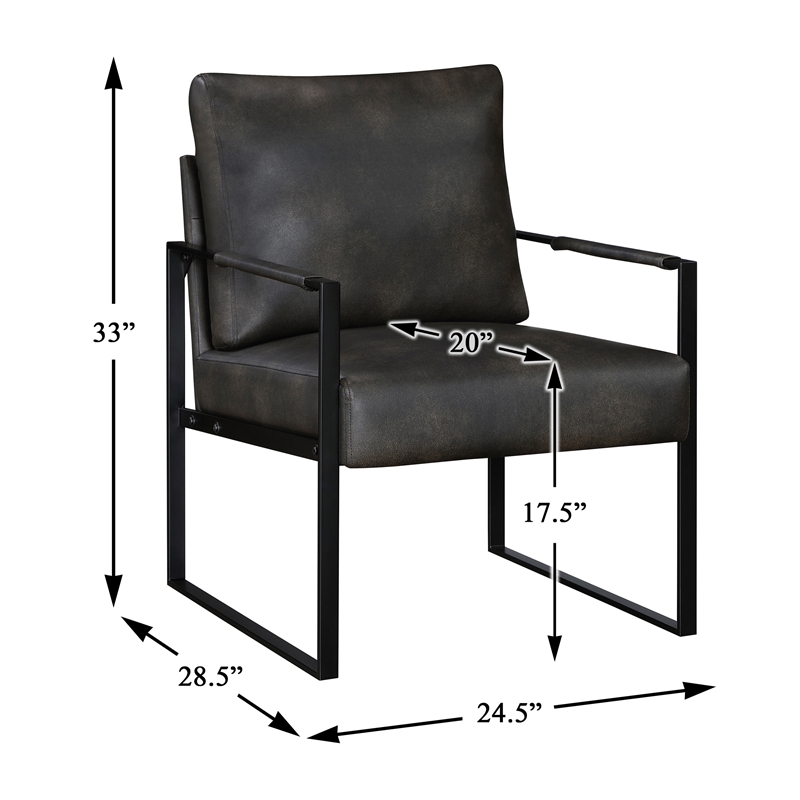 Lexicon Brynda Faux leather Accent Chair in Dark gray
