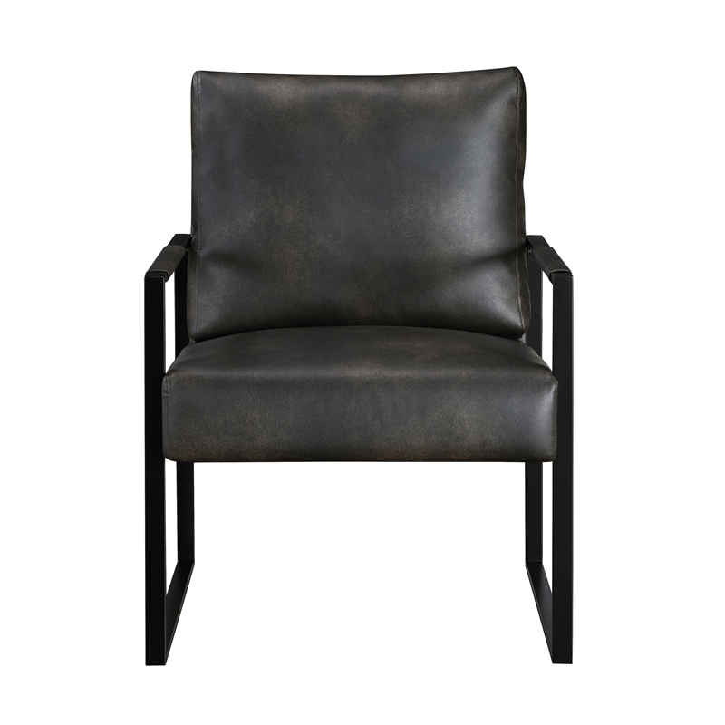 Lexicon Brynda Faux leather Accent Chair in Dark gray