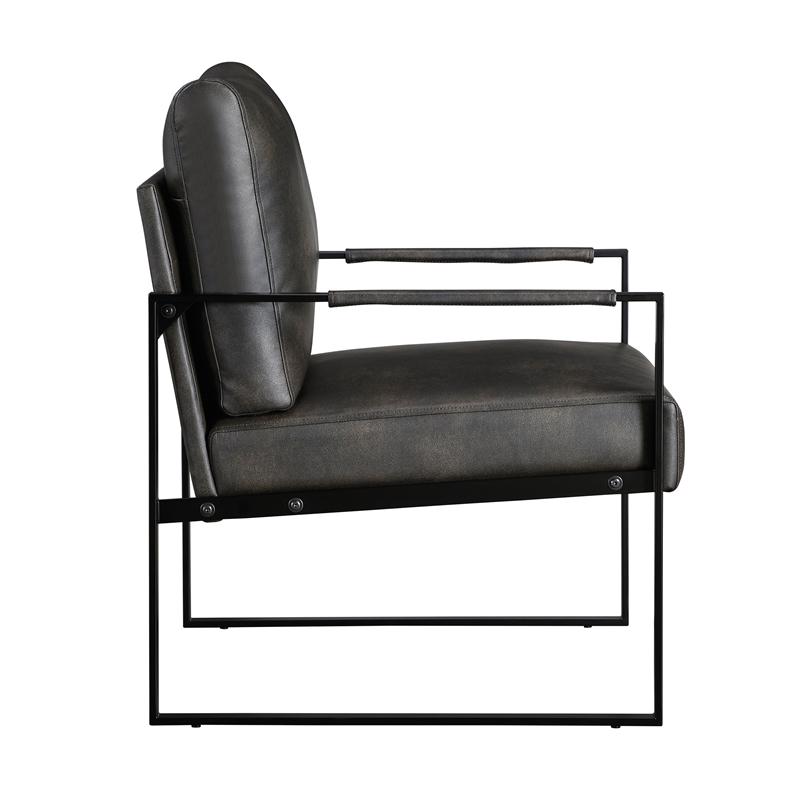 Lexicon Brynda Faux leather Accent Chair in Dark gray