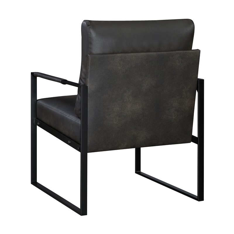 Lexicon Brynda Faux leather Accent Chair in Dark gray