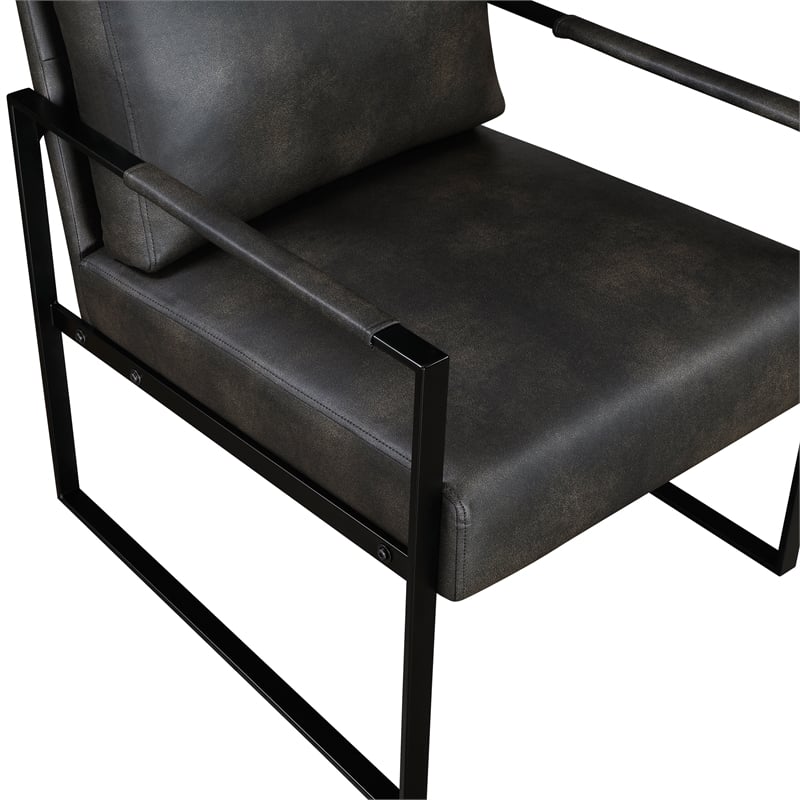 Lexicon Brynda Faux leather Accent Chair in Dark gray
