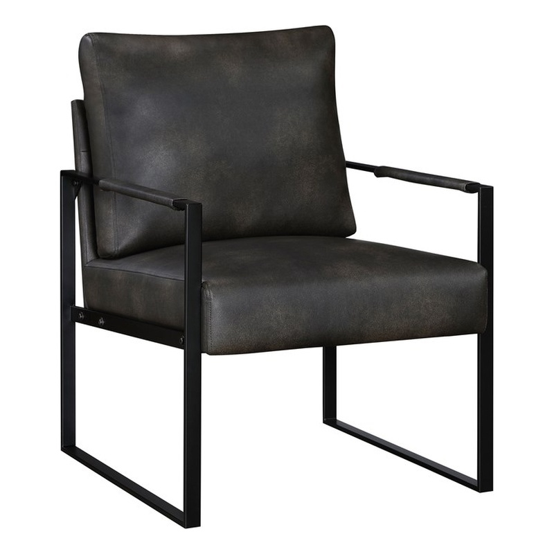Lexicon Brynda Faux leather Accent Chair in Dark gray