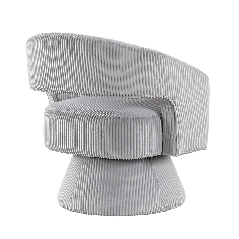 Lexicon Upton Corduroy Fabric Upholstery Swivel Chair in Gray