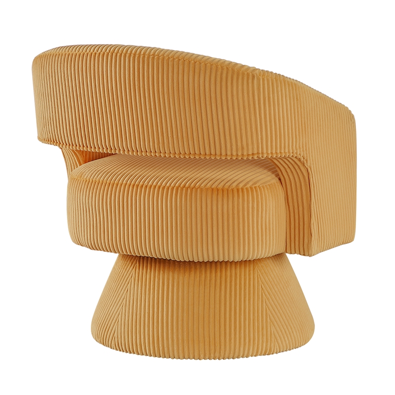 Lexicon Upton Corduroy Fabric Upholstery Swivel Chair in Yellow