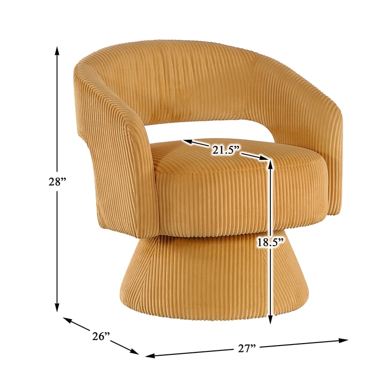 Lexicon Upton Corduroy Fabric Upholstery Swivel Chair in Yellow