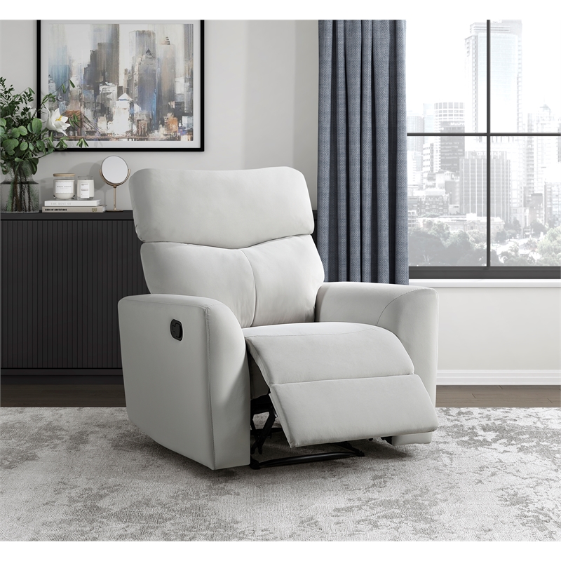 Lexicon Preston Velvet Manual Recliner in Gray