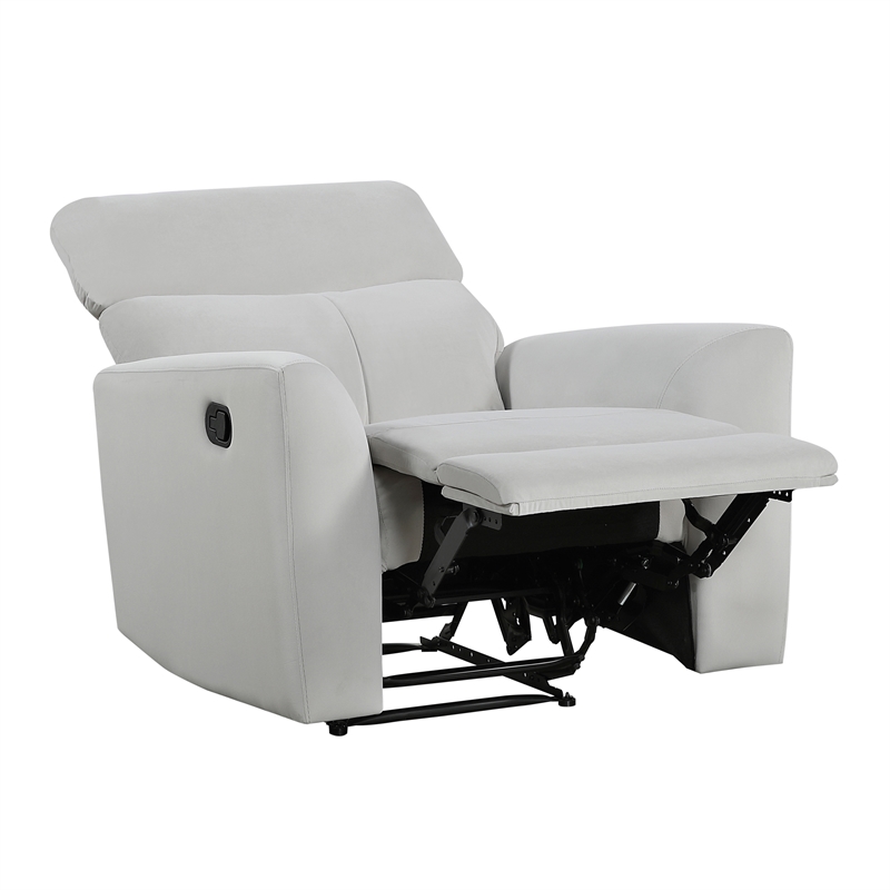 Lexicon Preston Velvet Manual Recliner in Gray